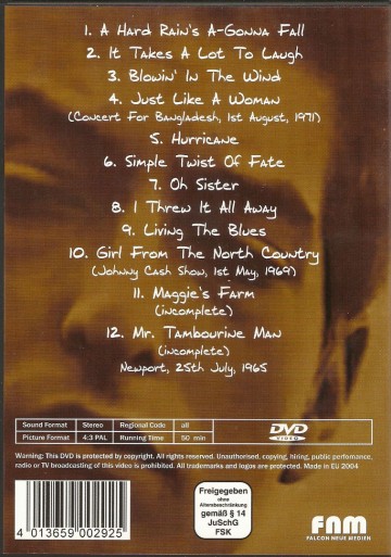 Bob Dylan - Tv Live & Rare '63-'75 back